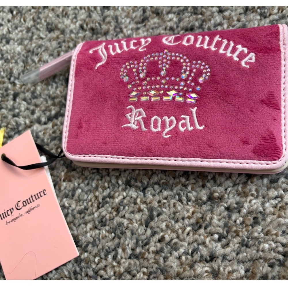 NWT Juicy Couture Wallet Pink Velour Rhinestone Y2K
